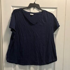 Westport Blue Boxy Short Sleeve T-Shirt with Peter Pan Collar